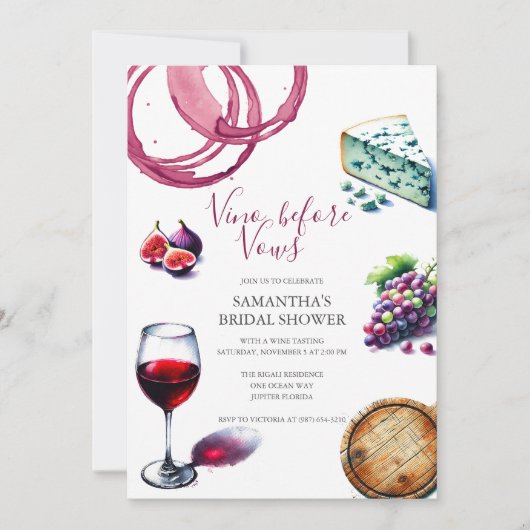 Vino voor Vows Hand getrokken Vrijgezellenfeest Save The Date (Voorkant)