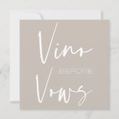 Vino voor Vows Taupe Cream Wine Tasting Bridal Kaart (Voorkant)