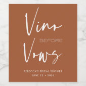 Vino voor Vows Terracotta Bachelorette Bridal Wijn Etiket (Enkel label)