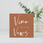 Vino voor Vows Terracotta Wine Tasting Bridal Kaart (Staand voorkant)