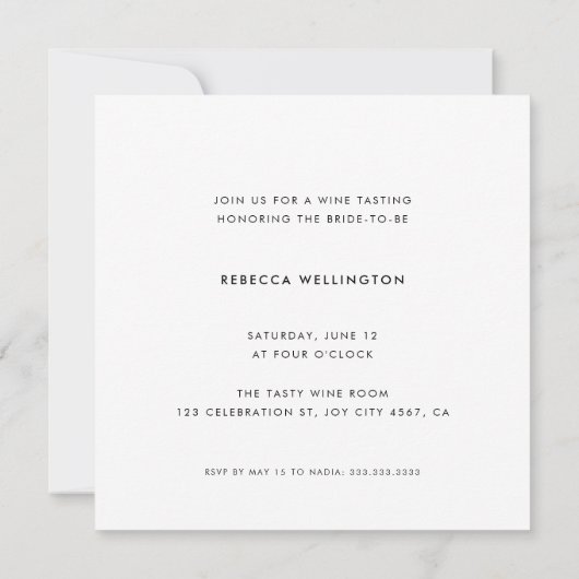 Vino voor Vows Terracotta Wine Tasting Bridal Kaart (Achterkant)