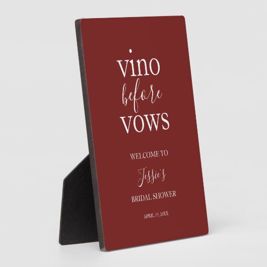 Vino Voor Vows Welkom Sign Fotoplaat (Zijkant)
