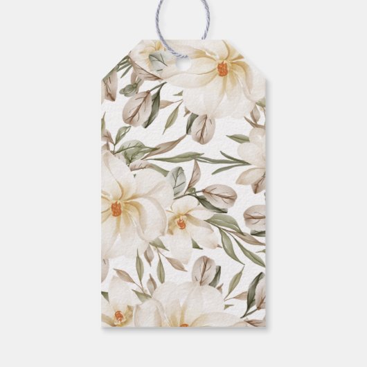 Vino voor Vows White Floral Vrijgezellenfeest Cadeaulabel (Achterkant)