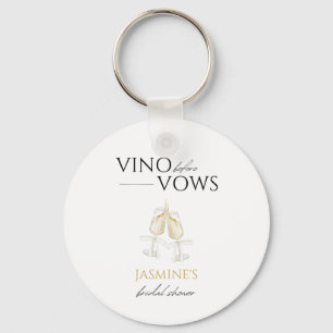 Vino voor Vows White Floral Vrijgezellenfeest Favo Sleutelhanger