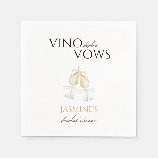 Vino voor Vows White Floral Vrijgezellenfeest Servet (Voorkant)