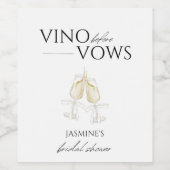 Vino voor Vows White Floral Vrijgezellenfeest Wijn Etiket (Enkel label)