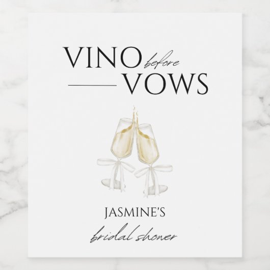 Vino voor Vows White Floral Vrijgezellenfeest Wijn Etiket (Enkel label)