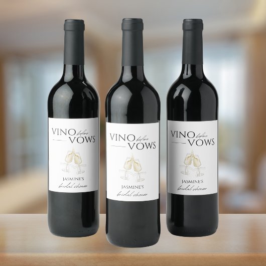 Vino voor Vows White Floral Vrijgezellenfeest Wijn Etiket