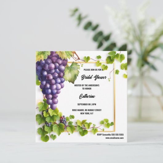 Vino vrijgezellenfeest wijngaard druiven wijnmaker feestdagenkaart (Staand voorkant)