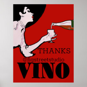 Vino- Wine  Lady-Posters, bewerken tekst, persoon Poster