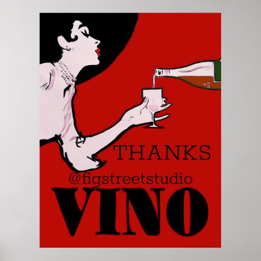Vino- Wine Lady-Posters, bewerken tekst, persoon Poster (Voorkant)