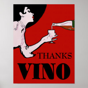 Vino- Wine  Lady Posters, bewerkt tekst, Poster