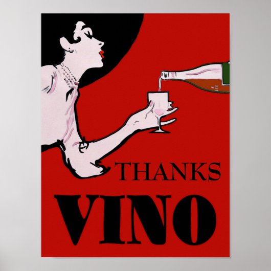 Vino- Wine  Lady Posters, bewerkt tekst, Poster (Voorkant)