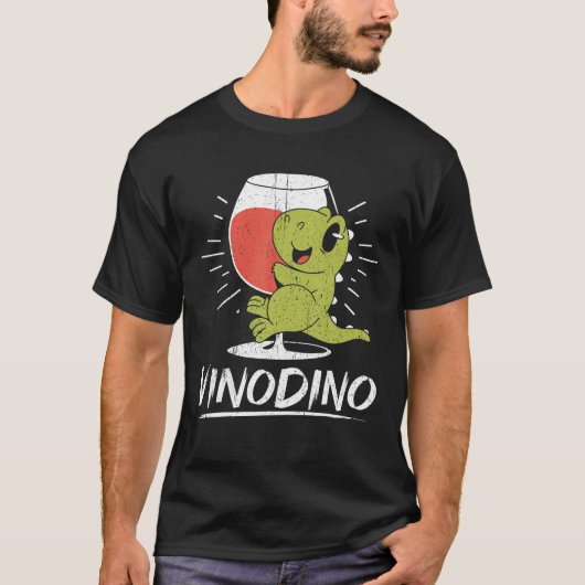 Vinosaur Vinodino Dinosaur met witte rode wijn T-shirt (Voorkant)