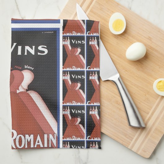 "Vins"  poster en "Camp Romain" Theedoek (Quarter Fold)