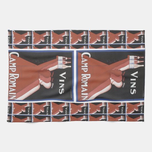 "Vins" poster en "Camp Romain" Theedoek (Horizontaal)