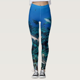 Vinse vin : rifscene met een school haaien. leggings