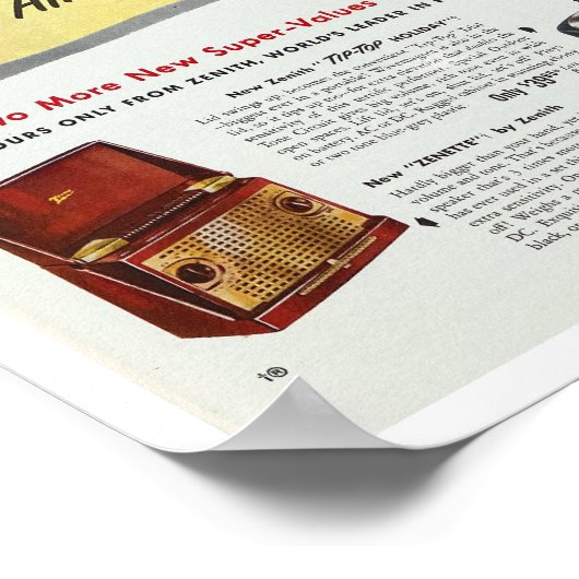 VINT 'RECYCLED ART' PRINT MAGAZINE RADIO AD 1950 (Hoek)