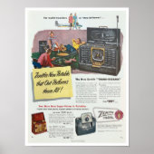 VINT 'RECYCLED ART' PRINT MAGAZINE RADIO AD 1950 (Voorkant)