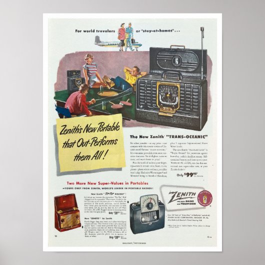 VINT 'RECYCLED ART' PRINT MAGAZINE RADIO AD 1950 (Voorkant)