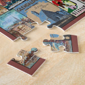 VINT. REISBROCHURES COLLAGE THEMA LEGPUZZEL (Zijkant)