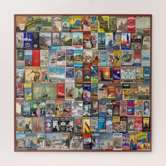 VINT. REISBROCHURES COLLAGE THEMA LEGPUZZEL (Horizontaal)