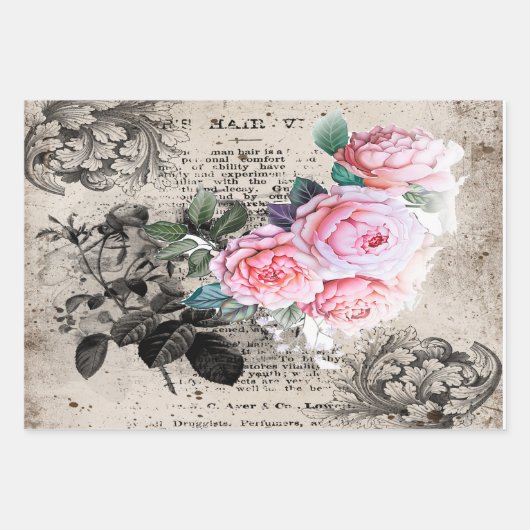 Vintaage elagance collectie inpakpapier vel (Voorkant 3)