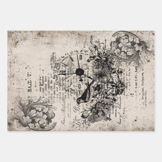 Vintaage elagance collectie inpakpapier vel (Voorkant)