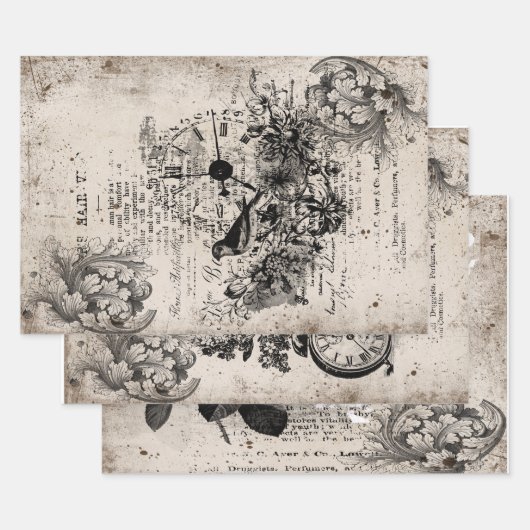 Vintaage elagance collectie inpakpapier vel (Set)