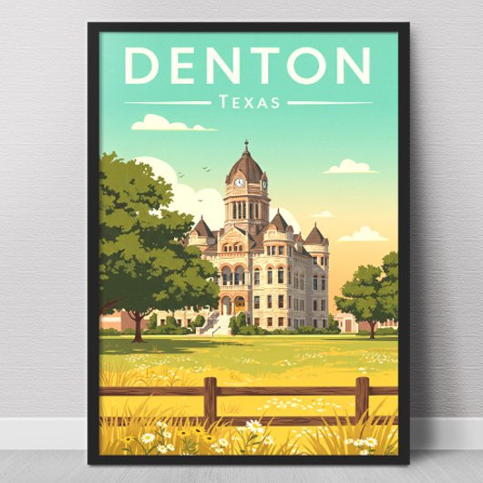 Vintae Denton Texas Poster
