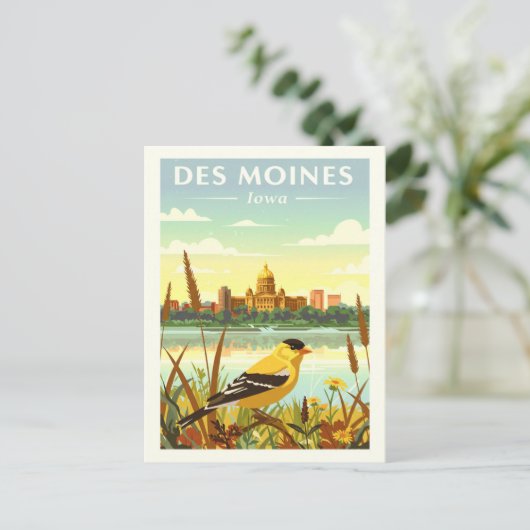 Vintaeg Des Moines Iowa Briefkaart (Staand voorkant)