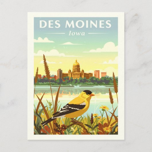 Vintaeg Des Moines Iowa Briefkaart (Voorkant)