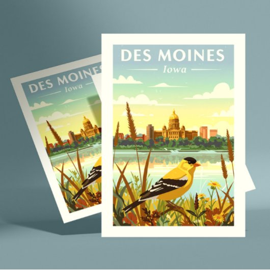 Vintaeg Des Moines Iowa Briefkaart