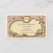 Vintag French Pink Scroll Visitekaartje (Achterkant)