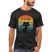 Vintag kat Ik ben Fijn Grappig Zwart Kat T-shirt