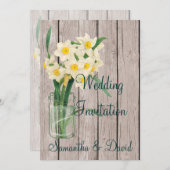 Vintag Mason Jar Daffodil Weddenschap Kaart (Voorkant / Achterkant)