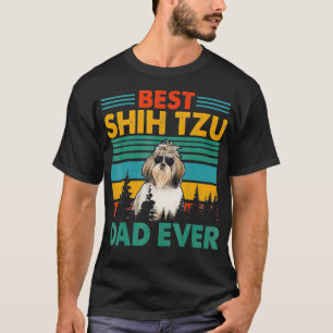 Vintag Retro Beste Shih Tzu Papa Gelukkige Vaders  T-shirt