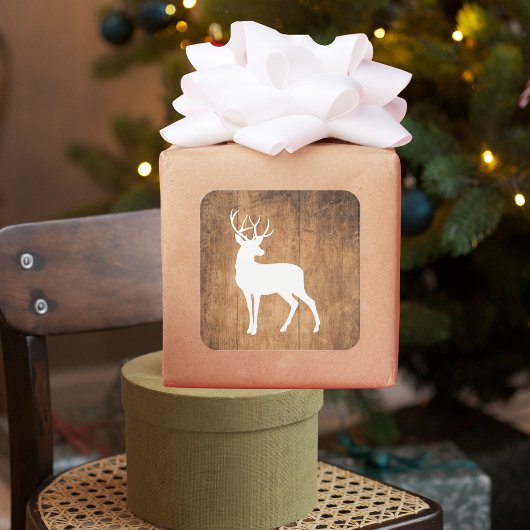 Vintaga Beauty Wood & Deer Vierkante Sticker