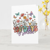 Vintage 100 Days School Garden Butterflies Design Kaart (Gele Bloem)