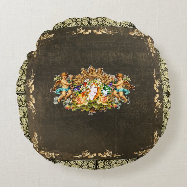 Vintage 114 rond kussen (Voorkant)