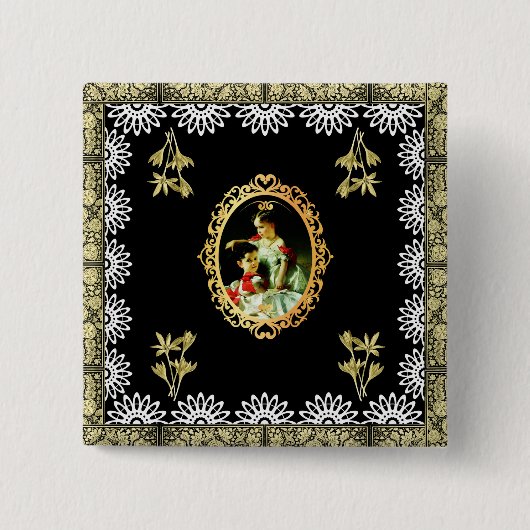 Vintage 115 vierkante button 5,1 cm (Voorkant)