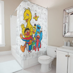 Vintage 123 Sesame Street Douchegordijn