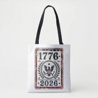 Vintage 1776 2026 Patriottische Adelaarsstempel Tote Bag