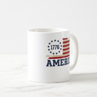 Vintage 1776 America Distressed Flag Koffiemok