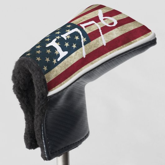 Vintage 1776 Amerikaanse Vlag Patriottisch Golfheadcover (3/4 voorkant)