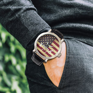 Vintage 1776 Amerikaanse Vlag Patriottisch  Horloge