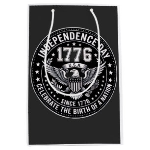 Vintage 1776 Onafhankelijkheidsdag Gedecoreerd Emb Medium Cadeauzakje