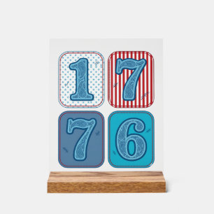 Vintage 1776 Patriottische Patchwork Acryl Bord