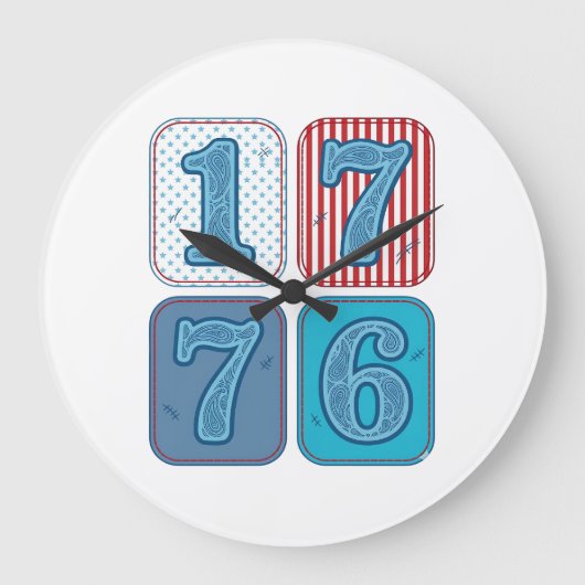 Vintage 1776 Patriottische Patchwork Grote Klok (Voorkant)