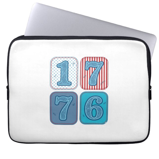 Vintage 1776 Patriottische Patchwork Laptop Sleeve (Voorkant)